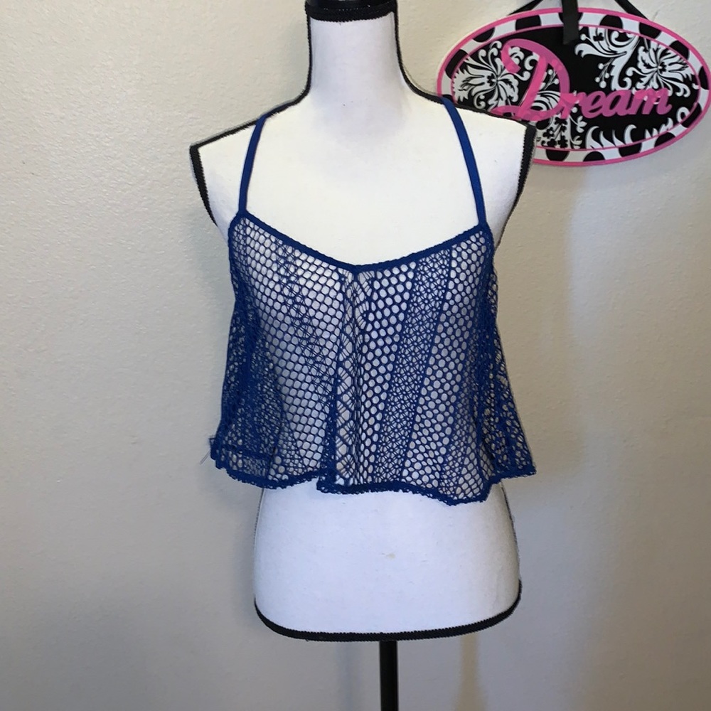 Victoria’s Secret Blue Mesh Fishnet Swim Cover Up Top